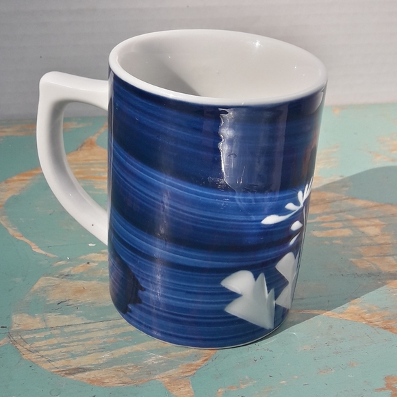 Teacup Blue 3 dimensional Design Flower Tree or mushroom Japan - Picture 6 of 9
